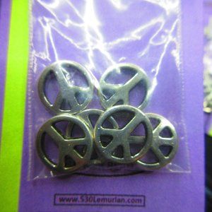 Silver Plated Peace Sign Spacer Beads 6Pcs In Each Package Lot Of 6 Packages